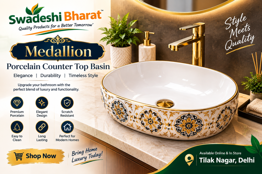medallion porcelain counter top basin